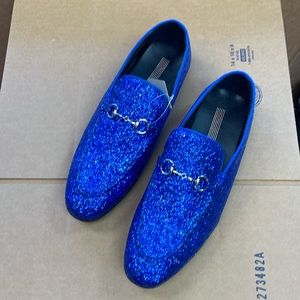 Royal Blue Sparkle Prom Slip On Shoes Size 12 Medium New